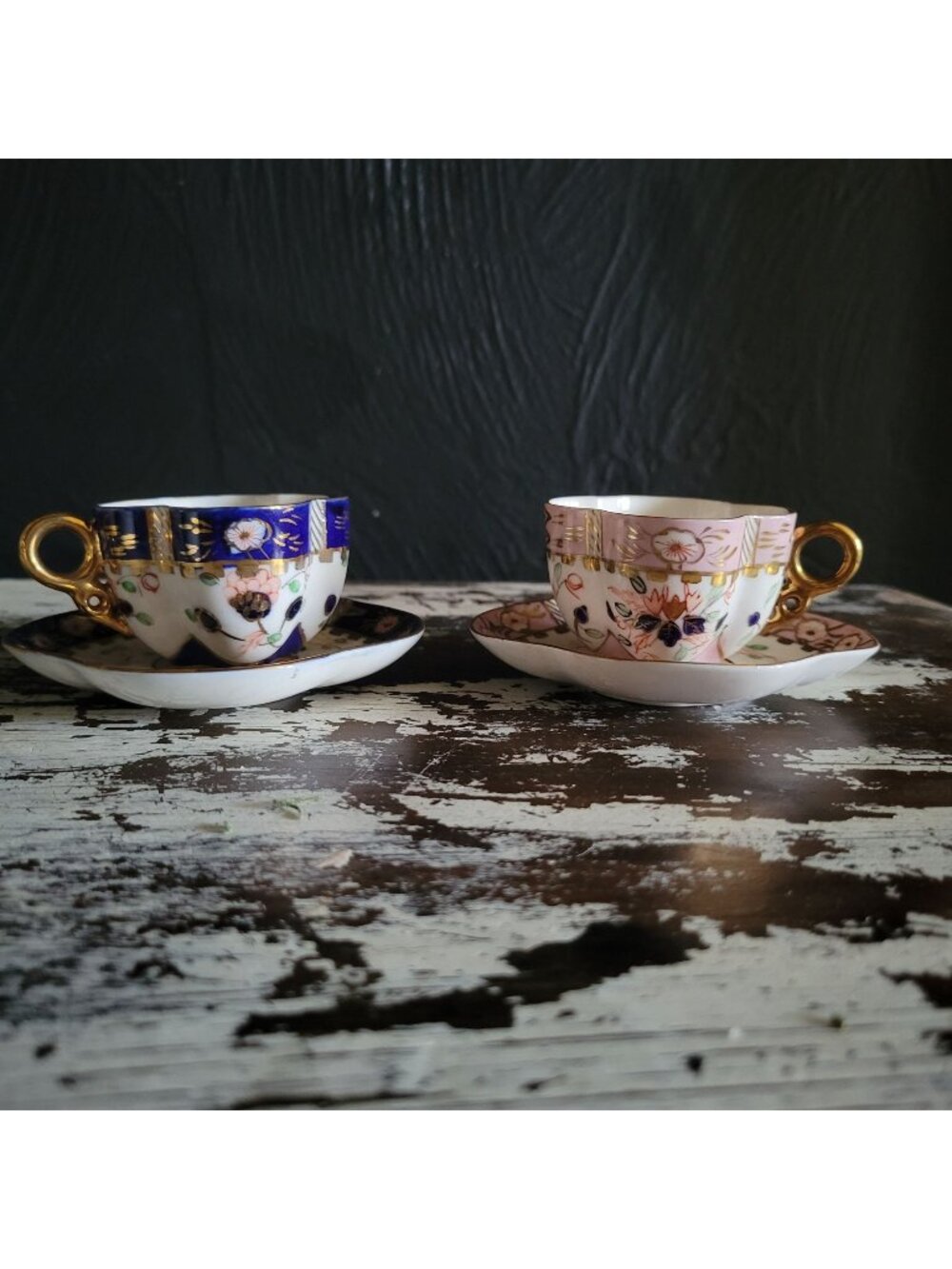 Pair Of Vintage Hokutosha Occupied Japan Miniature Cups and Saucers